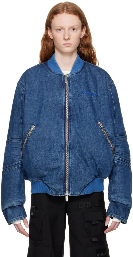 Off-White Blue Paneled Denim Bomber Jacket 1