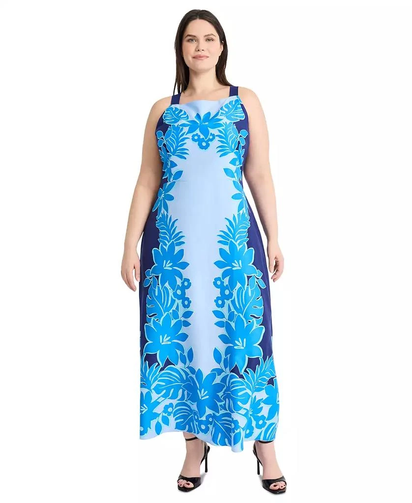 Maggy London Plus Size Placement-Print Square-Neck Dress 1