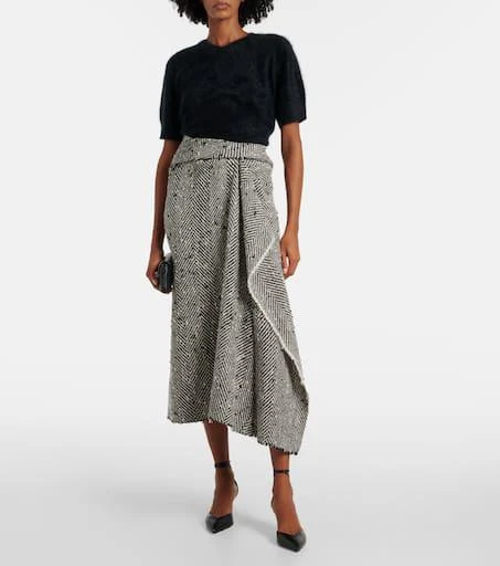 Erdem Draped herringbone midi skirt 2