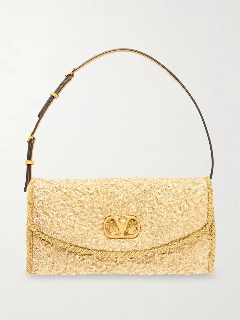 Valentino Leather-trimmed Cloqué Shoulder Bag