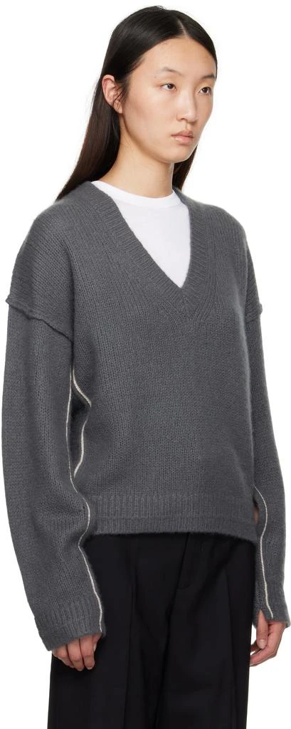 Maria McManus Gray Air Spun Cape V-Neck Sweater 2