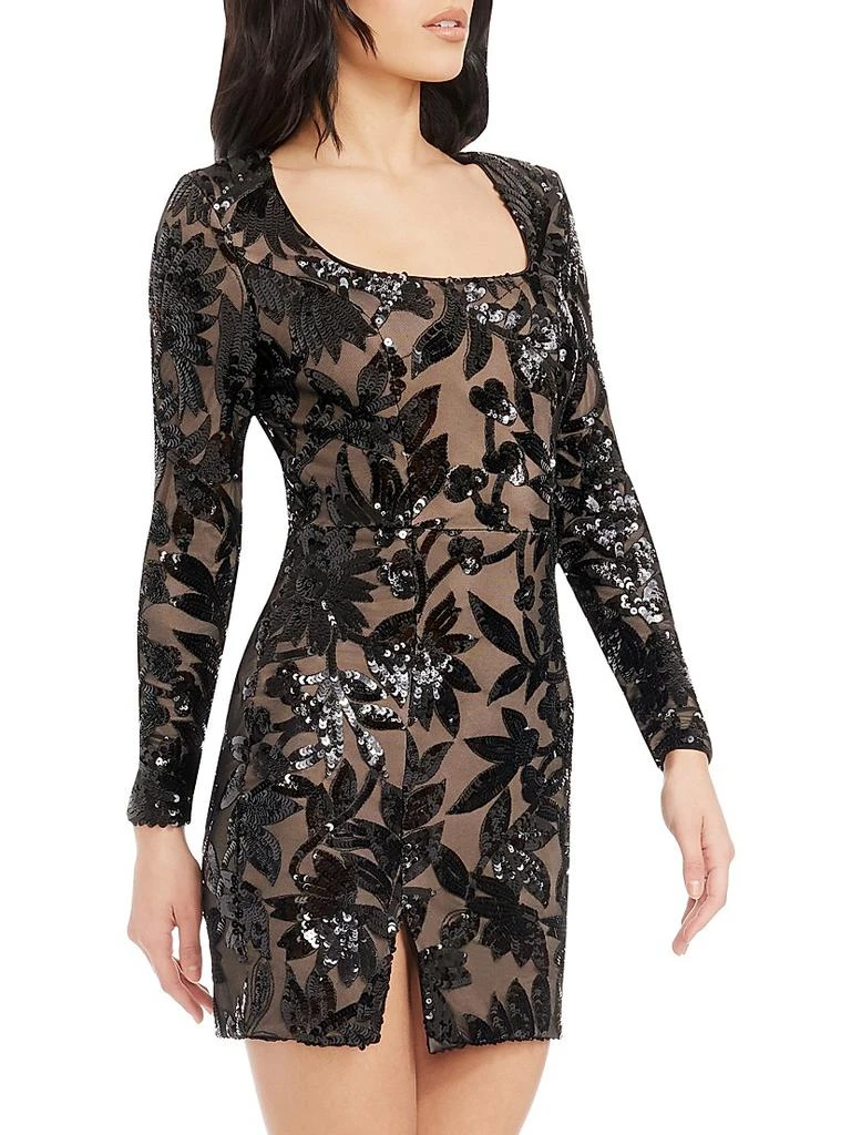 sequin embroidered mini dress Ivette Embroidered Sequin Mini Dress in Nude Multi main image 1