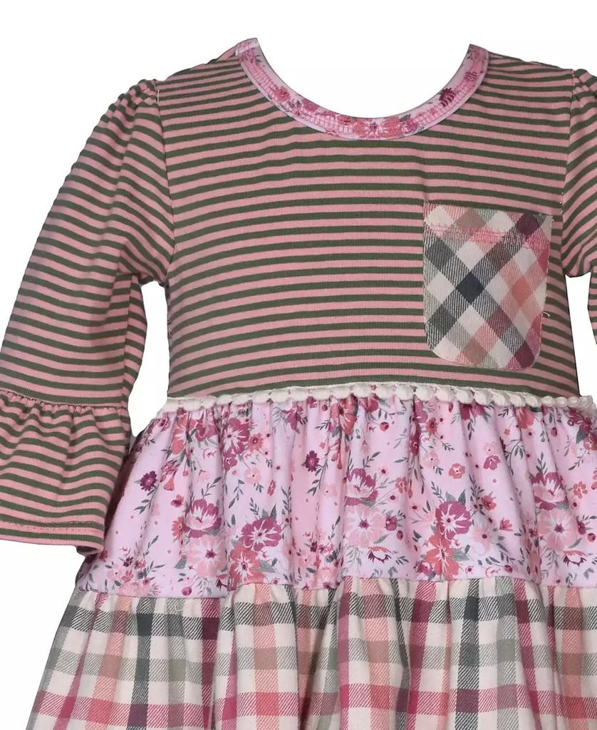 Bonnie Jean Little Girls Long Sleeved Mixed Print Tiered Dress 3