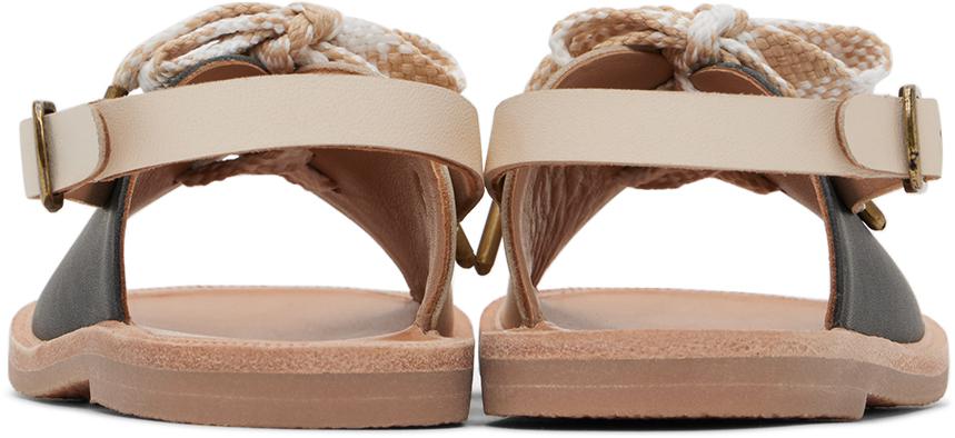 Misha & Puff Kids Black & White Lace-Up Sandals