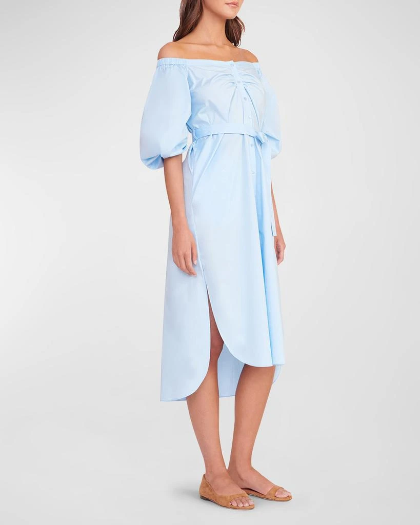 Staud Reese Tie-Belt Button-Front Poplin Midi Dress - Dresses & Skirts ...