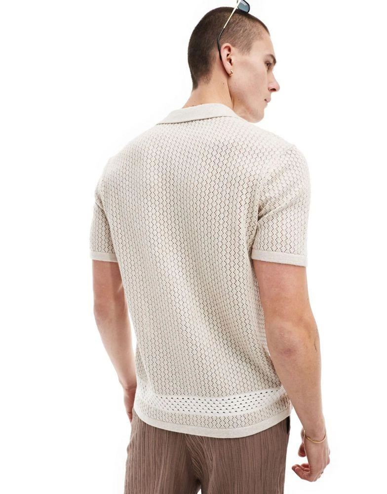 HOLLISTER Hollister button through knitted shirt in beige 4