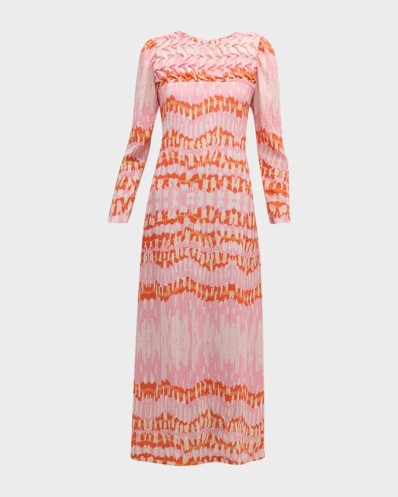 Atelier 17.56 Nicola Abstract-Print Smocked Maxi Dress 2