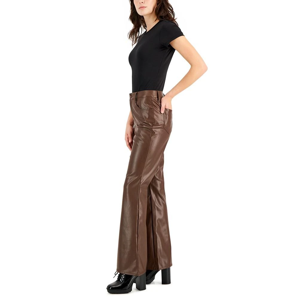 Dollhouse Juniors' Glossy High Rise Faux-Leather Flare Jeans 6