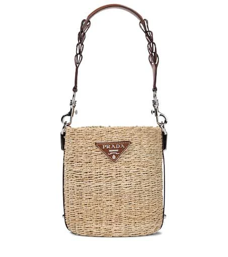 Prada Raffia and leather bucket bag 1