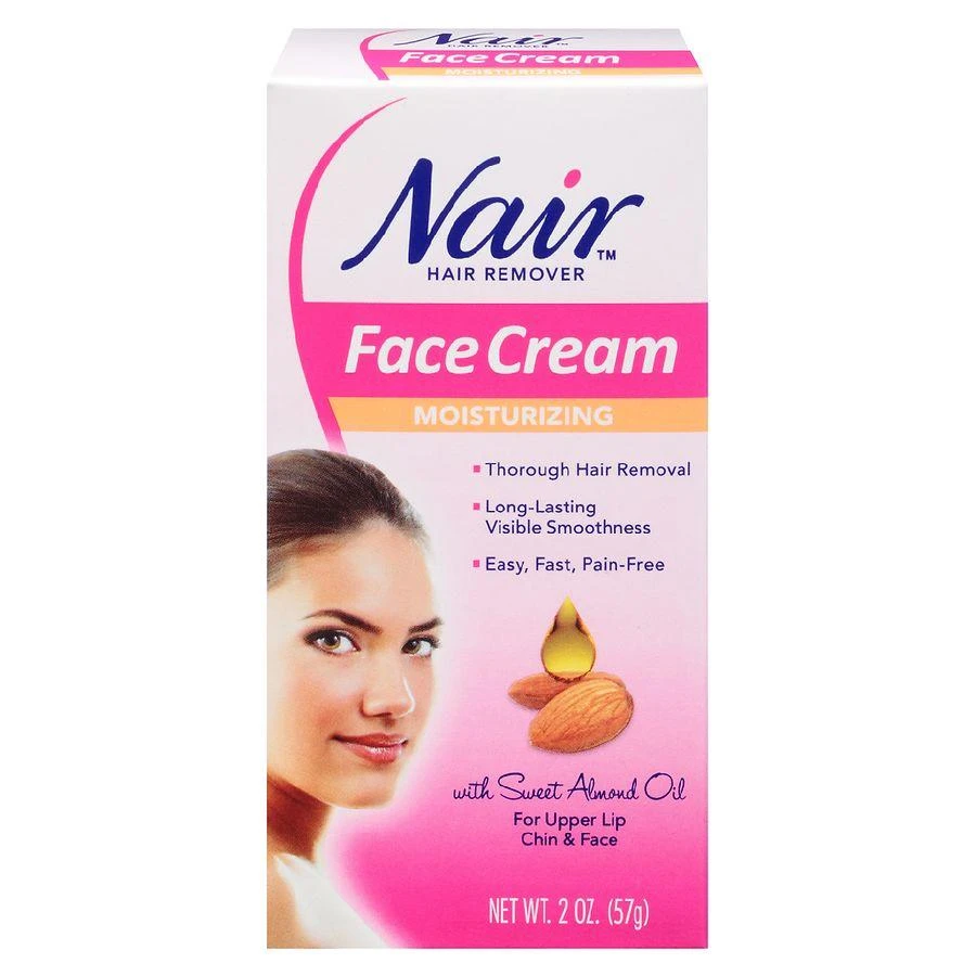 Nair Moisturizing Facial Hair Removal Cream With Sweet Almond Oil, For All Skin Types Sweet Almond Oil