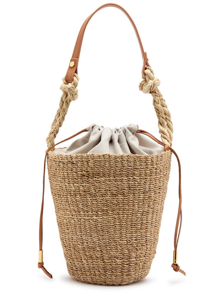 ARANAZ Pail raffia bucket bag