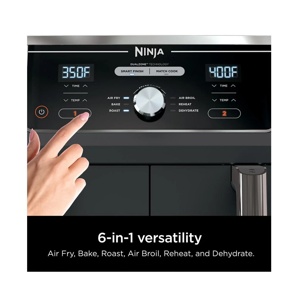 Ninja Foodi® DZ401 6-in-1 10-qt. XL 2-Basket Air Fryer with DualZone™ Technology- Air Fry, Broil, Roast, Dehydrate, Reheat and Bake, Family Sized 9