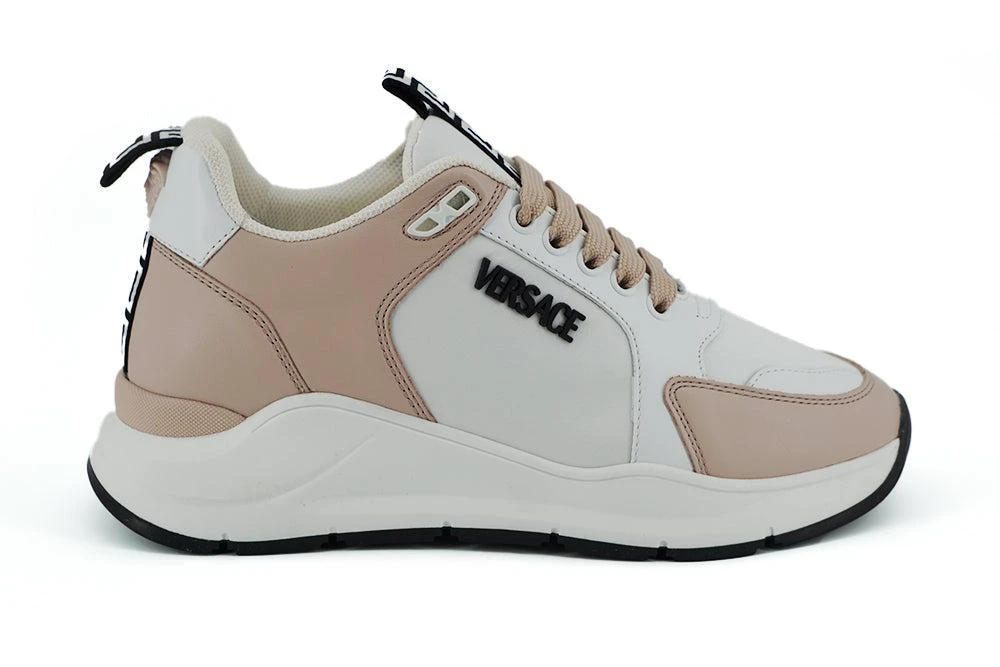 Versace Versace Light Pink and White Calf Leather Sneakers 1