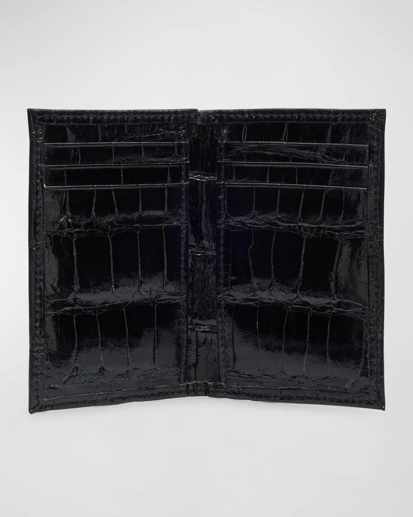 Abas Men's Glazed Alligator Leather Bifold Card Case 4