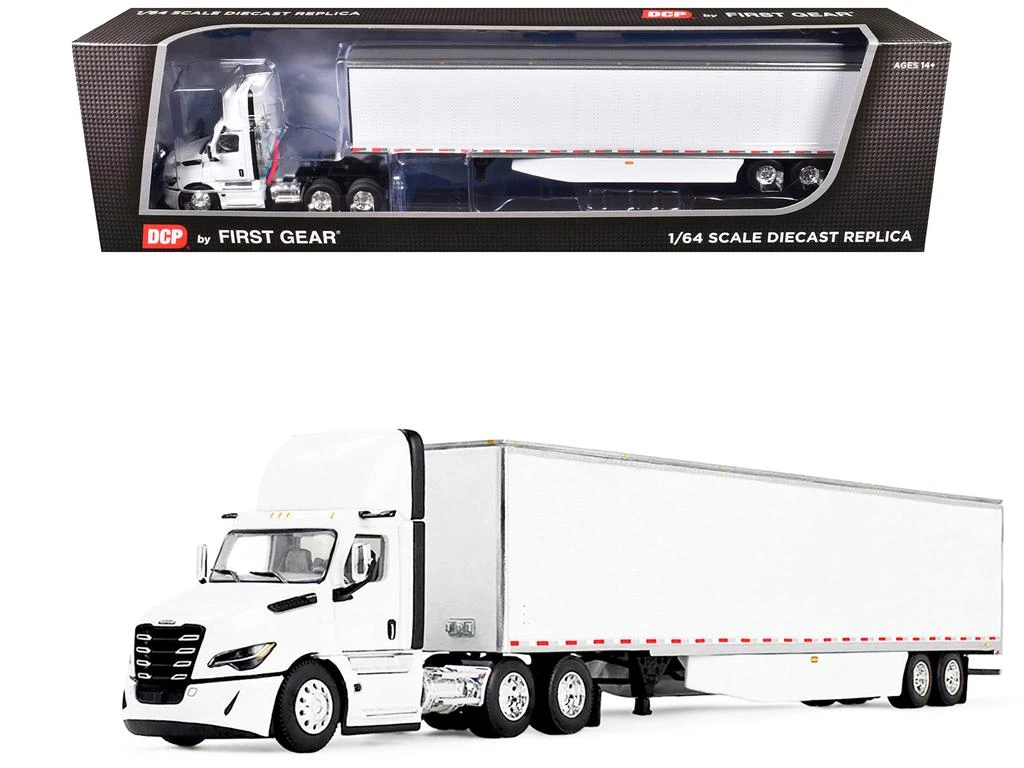 First Gear Freightliner 5th Gen Cascadia Day Cab 
53
 Utility Trailer White 1/64 Diecast Model DCP/
