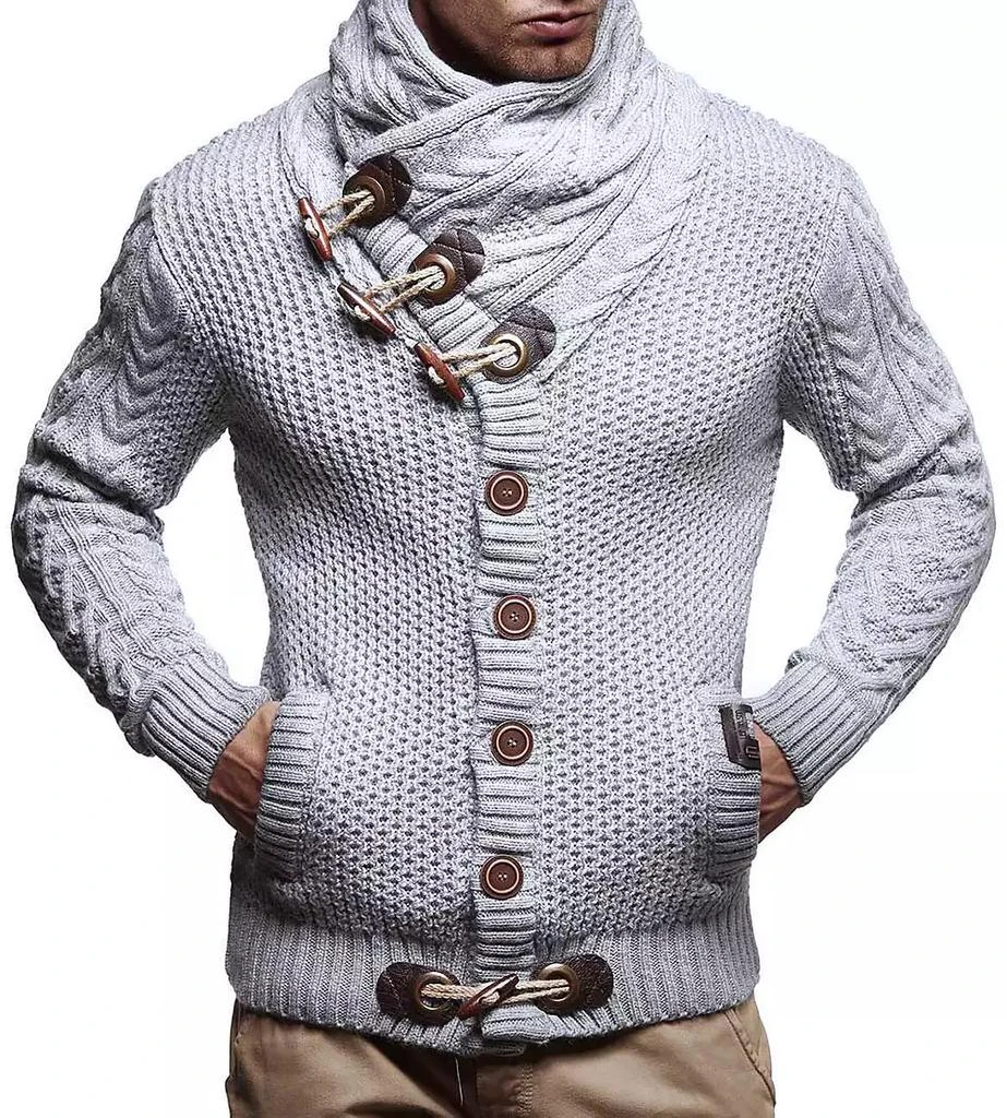 Leif Nelson Men
s Knitted Turtleneck Jacket - Winter Cardigan Sweaters for Men 2