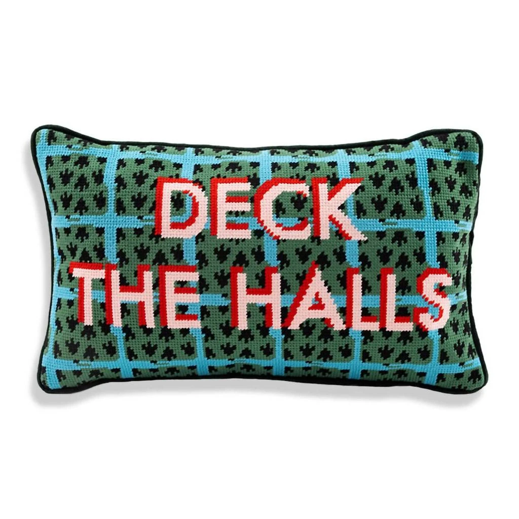 Furbish Studio Deck The Halls Needlepoint Pillow In Green