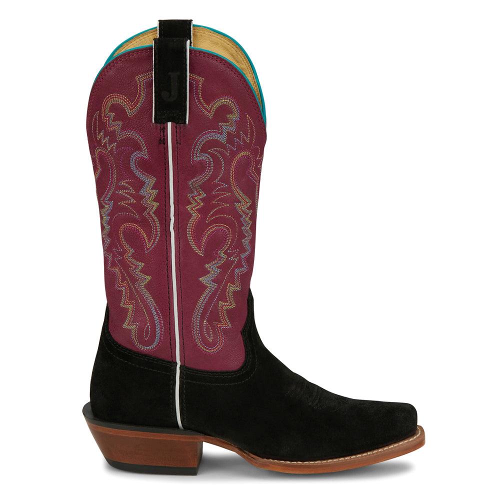 Justin Boots Annie Up Embroidered Square Toe Cowboy Boots