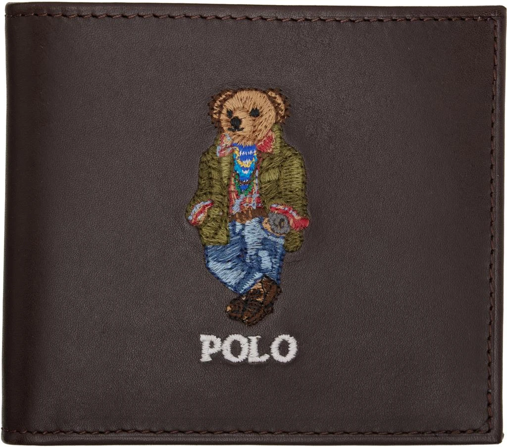 Ralph Lauren Brown Polo Bear Leather Billfold Wallet 1