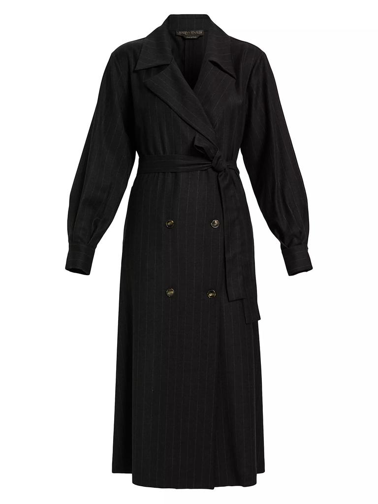 Marina Rinaldi Detroit Pinstripe Virgin Wool-Blend Belted Coat