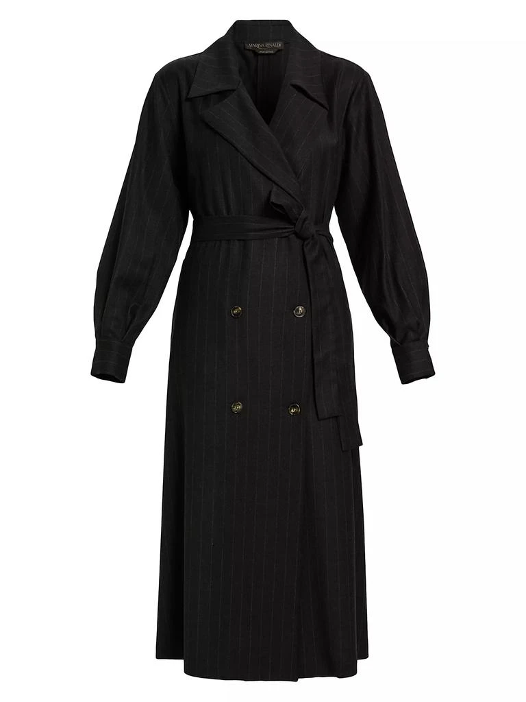 Marina Rinaldi Detroit Pinstripe Virgin Wool-Blend Belted Coat 1