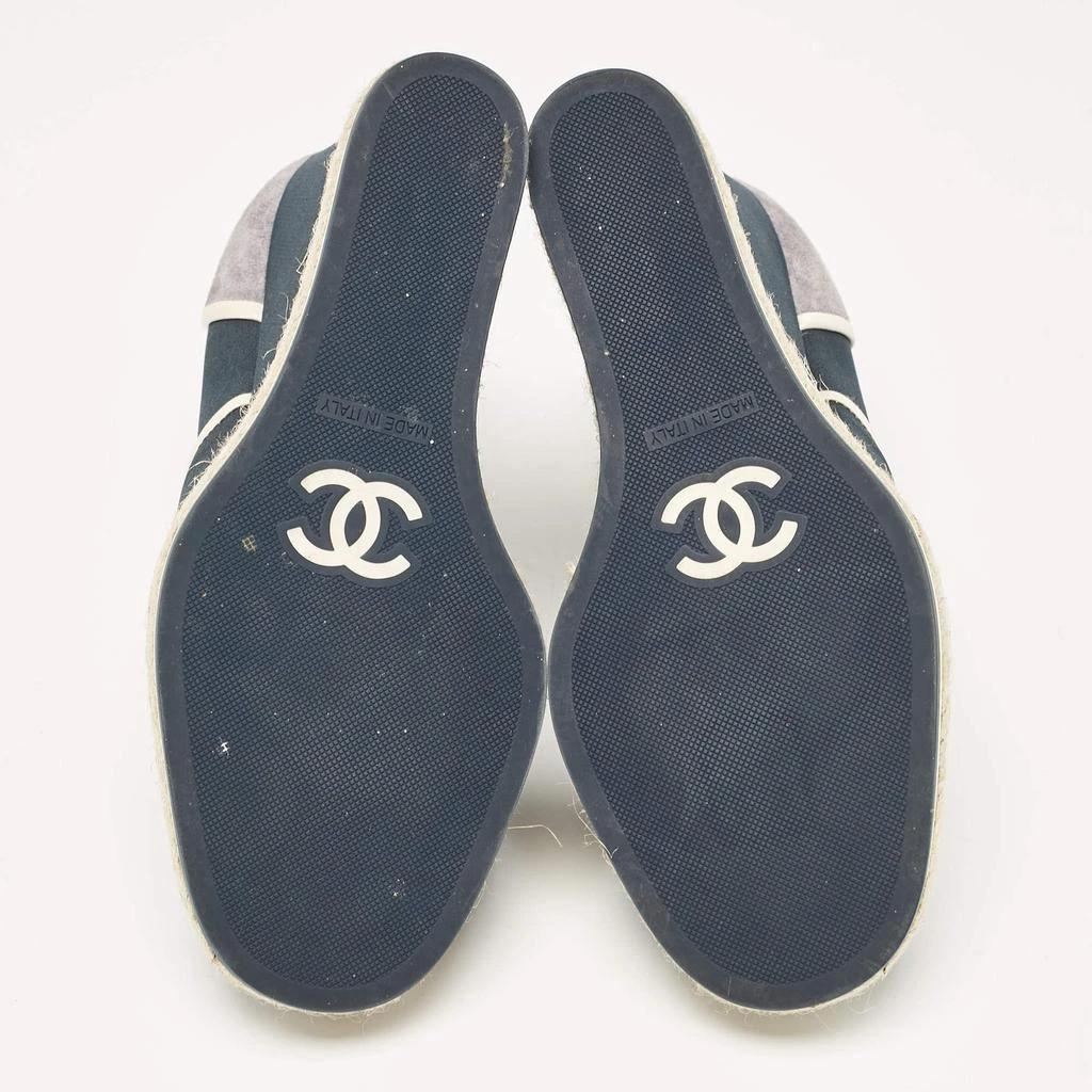 Chanel Chanel Blue/Grey Fabric and Suede Wedge Sneakers Size 37 6