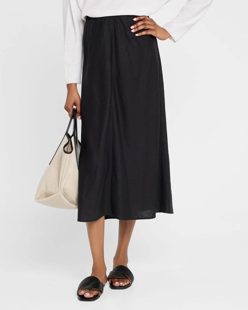 Eileen Fisher Petite A-Line Organic Linen Midi Skirt 4