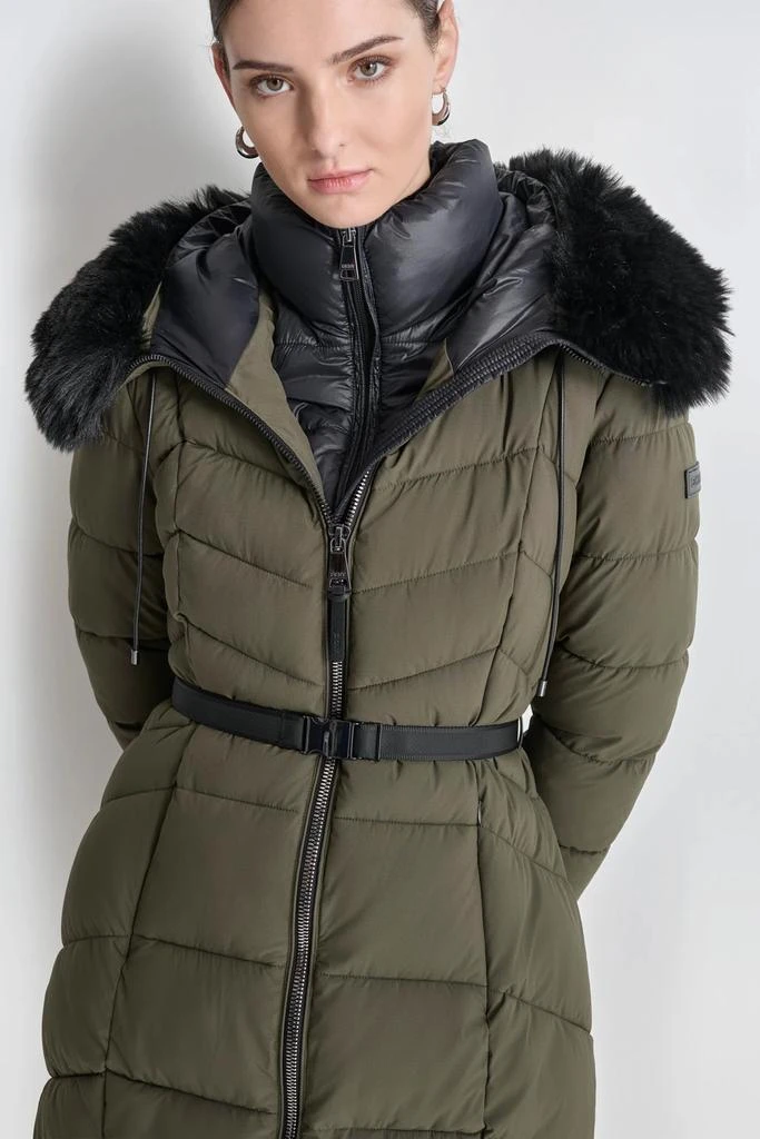 DKNY BIBBED FAUX-FUR HOODED PUFFER 6