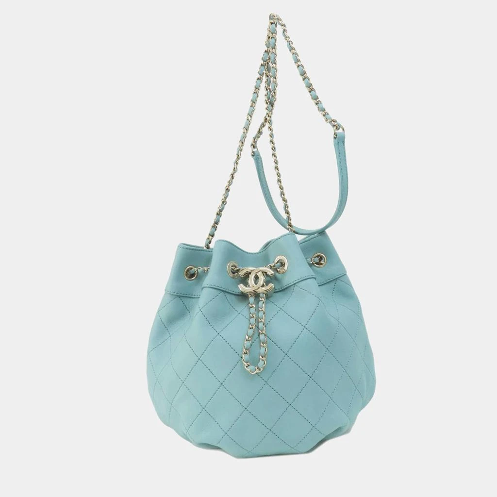 Chanel Chanel Blue Lambskin Quilted CC Drawstring Bucket Bag 1