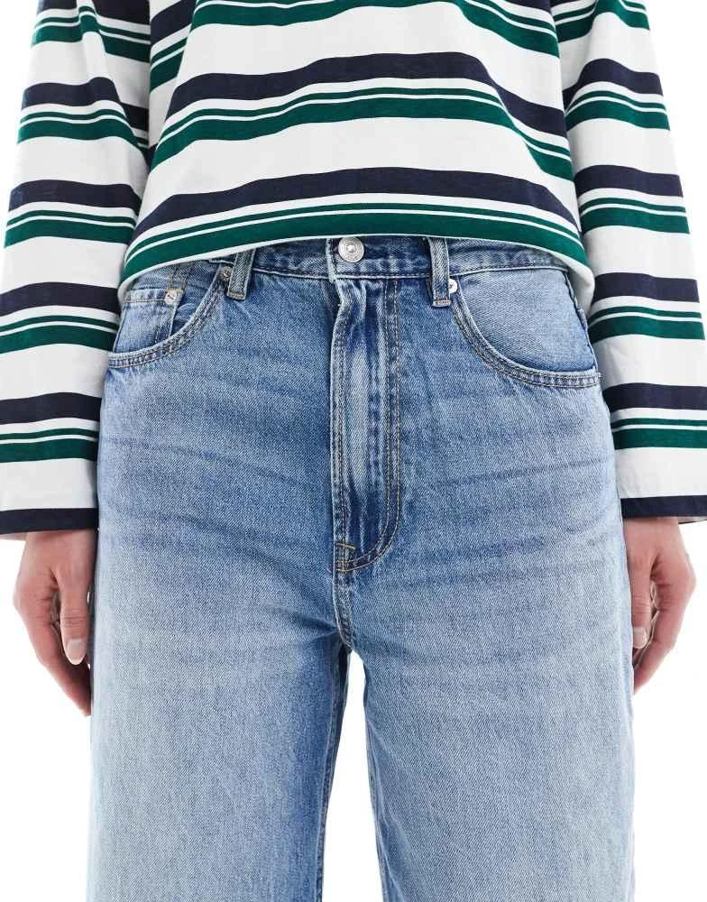 Stradivarius Stradivarius Tall D88 baggy jean in dark blue wash 5