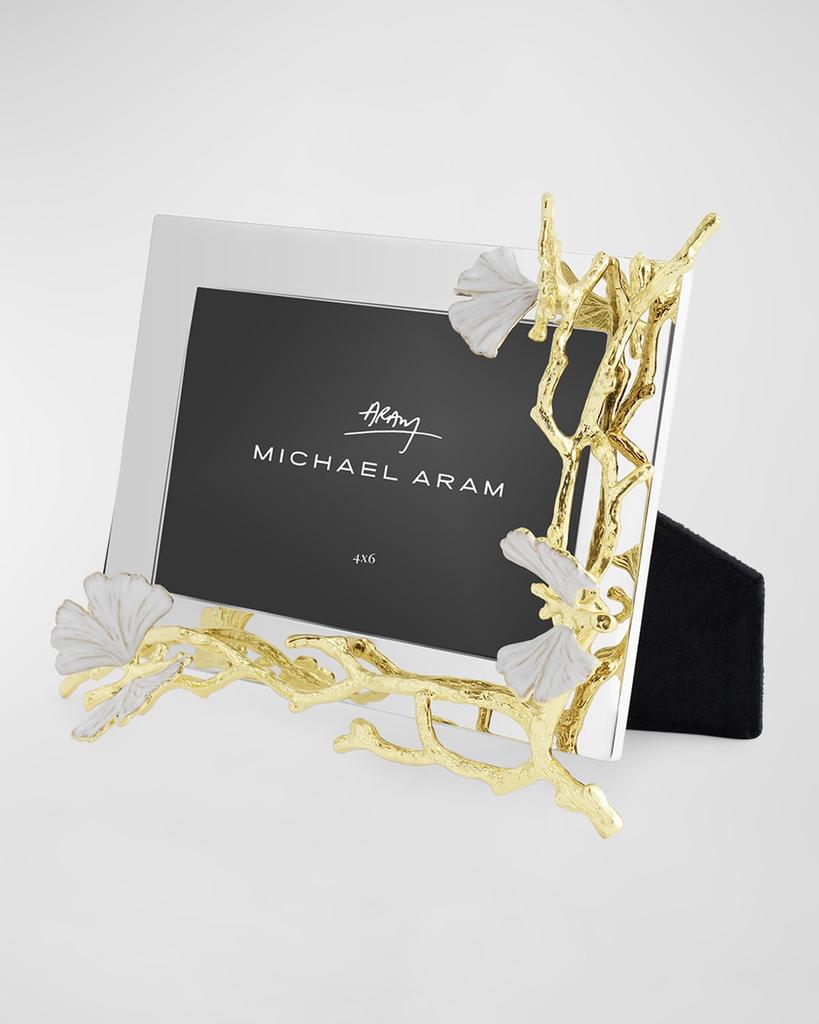 Michael Aram Butterfly Ginkgo White and Gold Frame, 4" x 6"