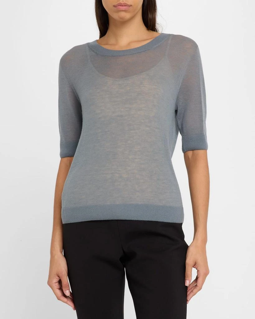 Max Mara Negelia Short-Sleeve Sheer Knit Sweater 4