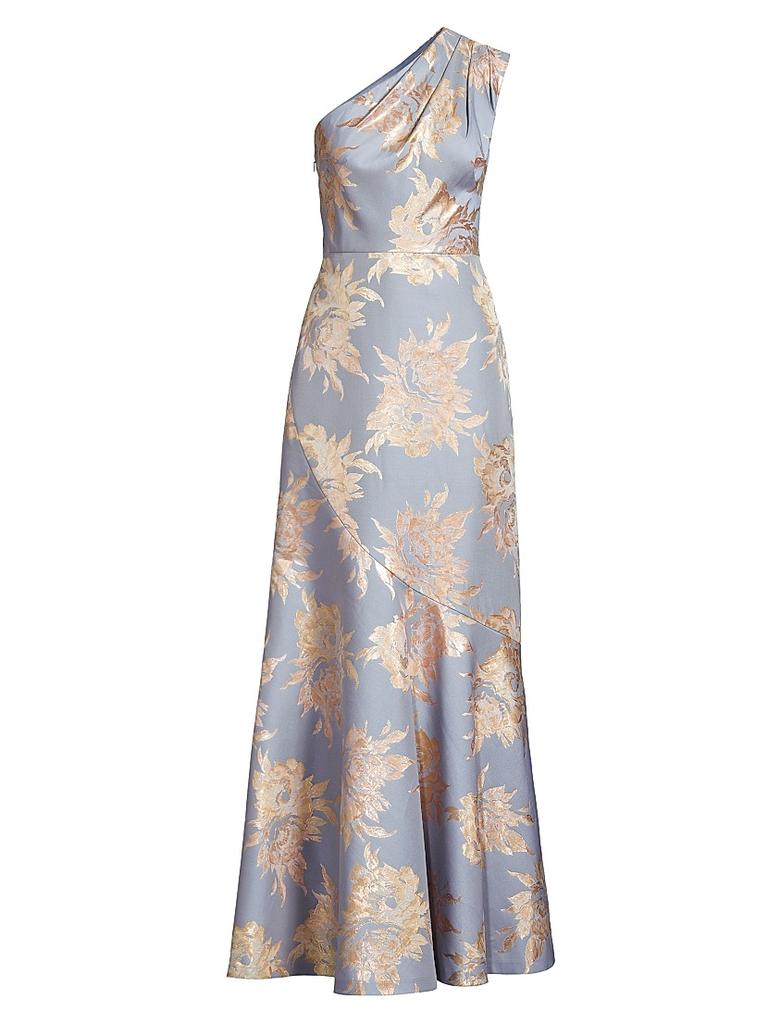 Kay Unger Gianella One-Shoulder Jacquard Gown