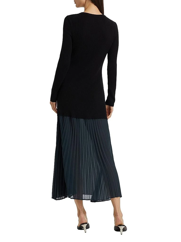 Lingua Franca Jerry Mixed-Media Long-Sleeve Midi-Dress 5