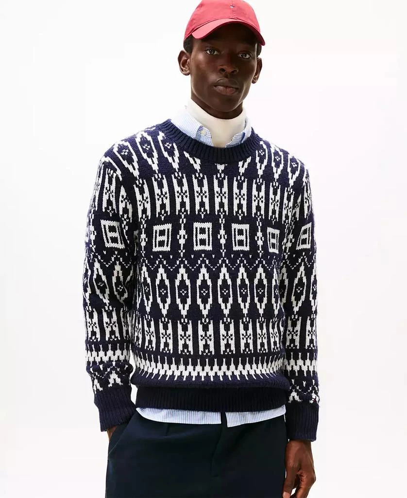 Tommy Hilfiger Men
s Fair Isle Wool-Blend Crewneck Long Sleeve Sweater