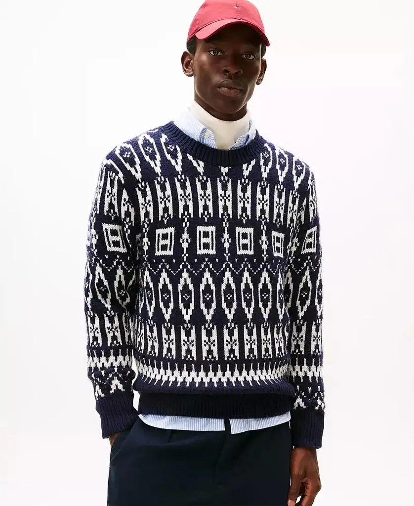 Tommy Hilfiger Men's Fair Isle Wool-Blend Crewneck Long Sleeve Sweater