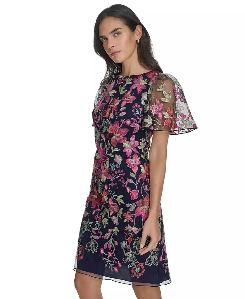Jessica Howard Petite Embroidered Short-Sleeve Mesh Dress 2