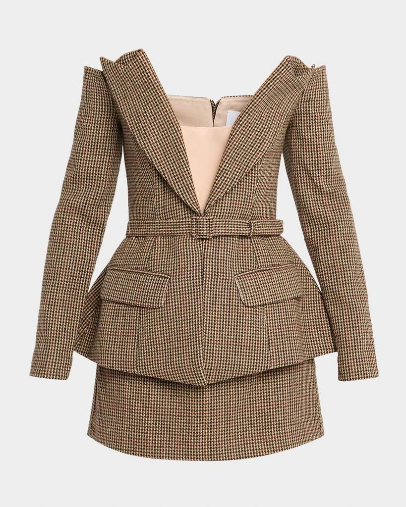 Sans Faff Delaney Off-The-Shoulder Houndstooth Blazer 1