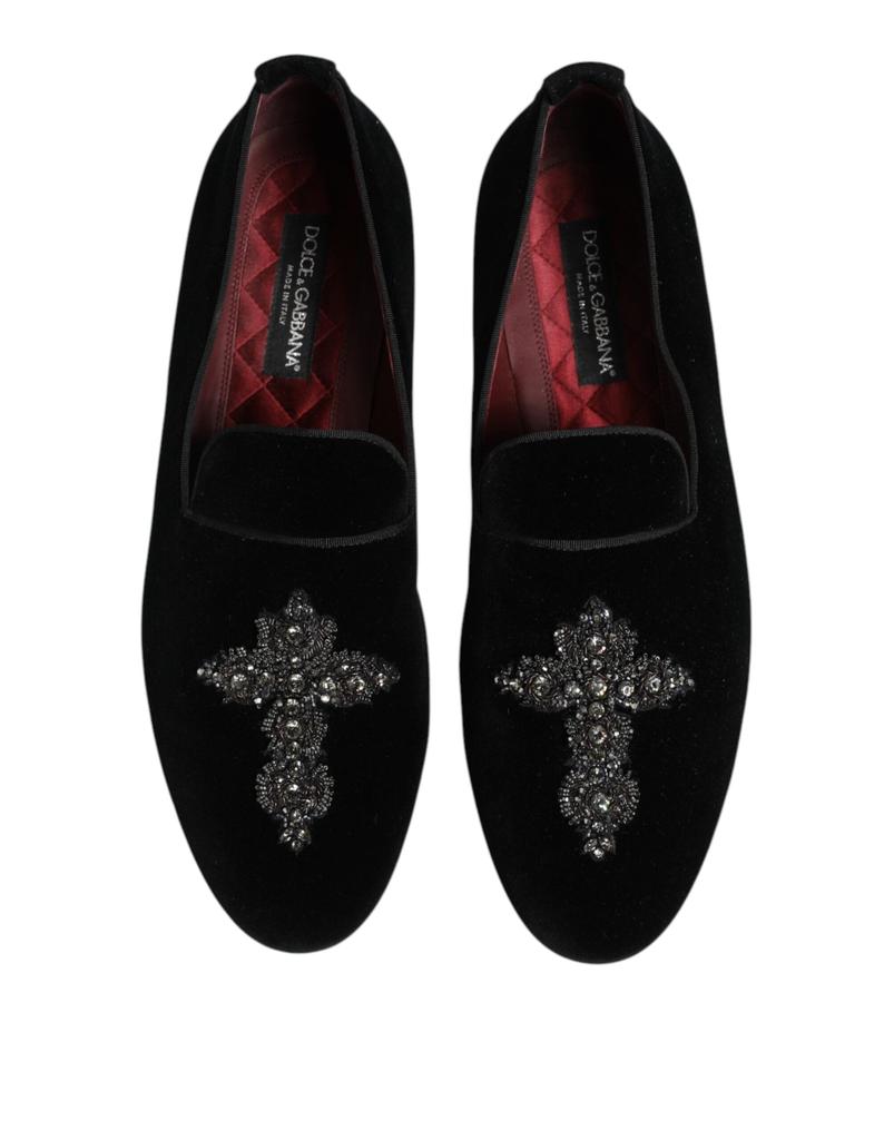 Dolce & Gabbana Velvet Crystal Crown Formal Dress Men's Shoes