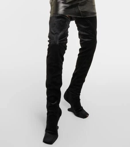Rick Owens Cantilever velvet over-the-knee boots 7