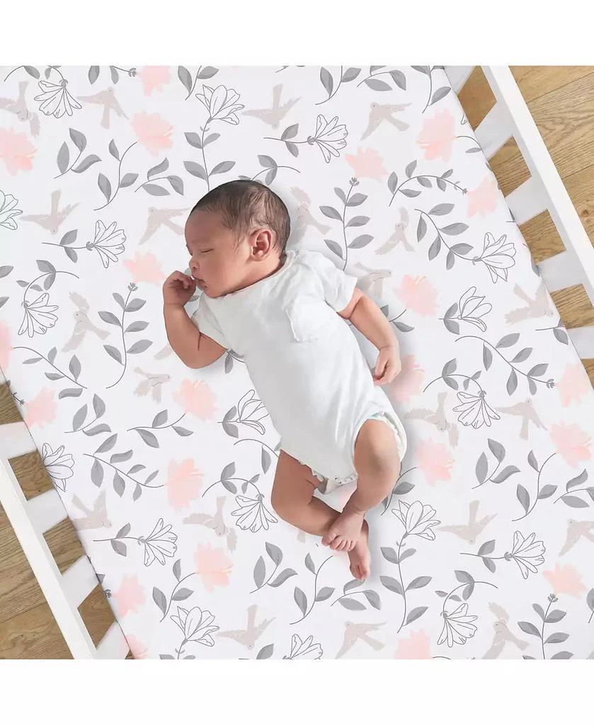Lambs 
Ivy Petals White/Pink/Gray Floral 100% Cotton Fitted Crib/Toddler Sheet 7