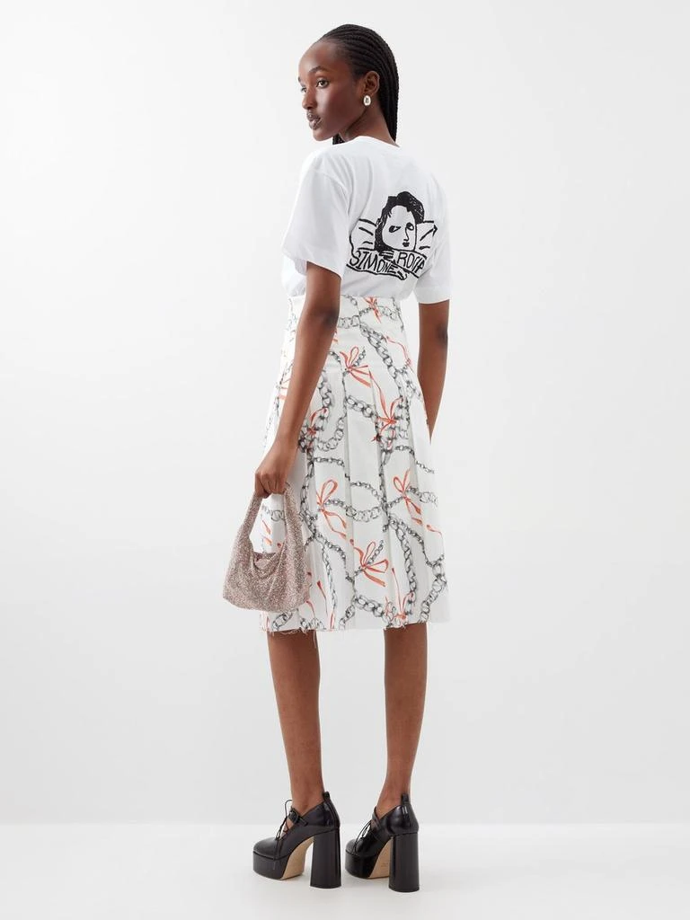 Yuhan Wang Chain and ribbon-print pleated cotton midi skirt 5