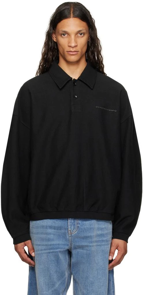 Alexander Wang Black Puffed Logo Oversized Polo 1