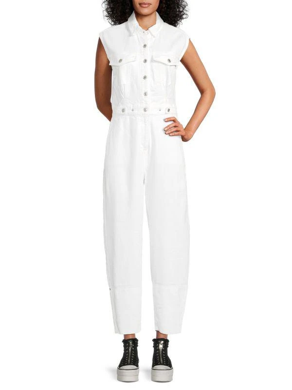7 For All Mankind Button Front Denim Jumpsuit 1