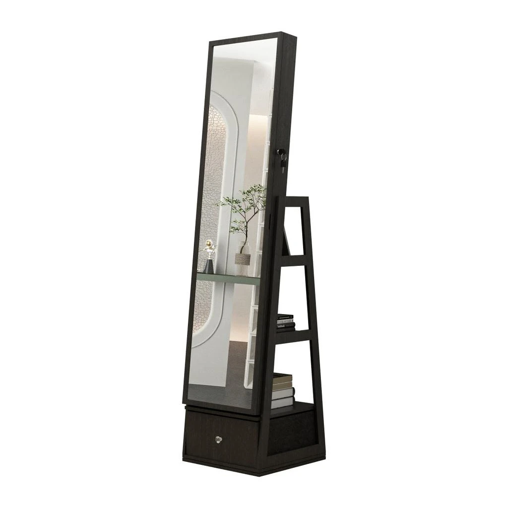Streamdale Furniture Streamdale 360° Swivel Jewelry Cabinet with Full Length Mirror, Black