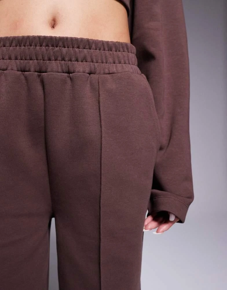 ASOS ASOS DESIGN co-ord interlock wide leg jogger in chocolate 4