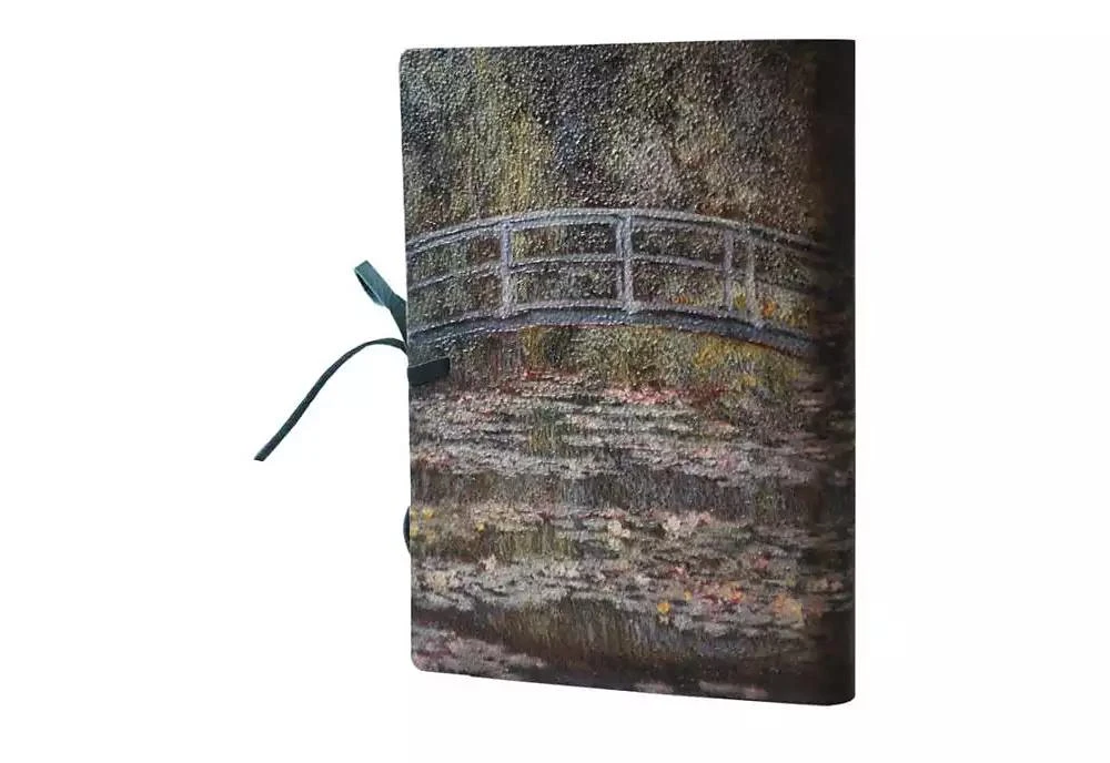 Barnes & Noble Monet Bridge over a Pond of Water Lilies Leather Journal with Suede Tie, 192 lined pages, 6" x 8" by DIARPELL 2