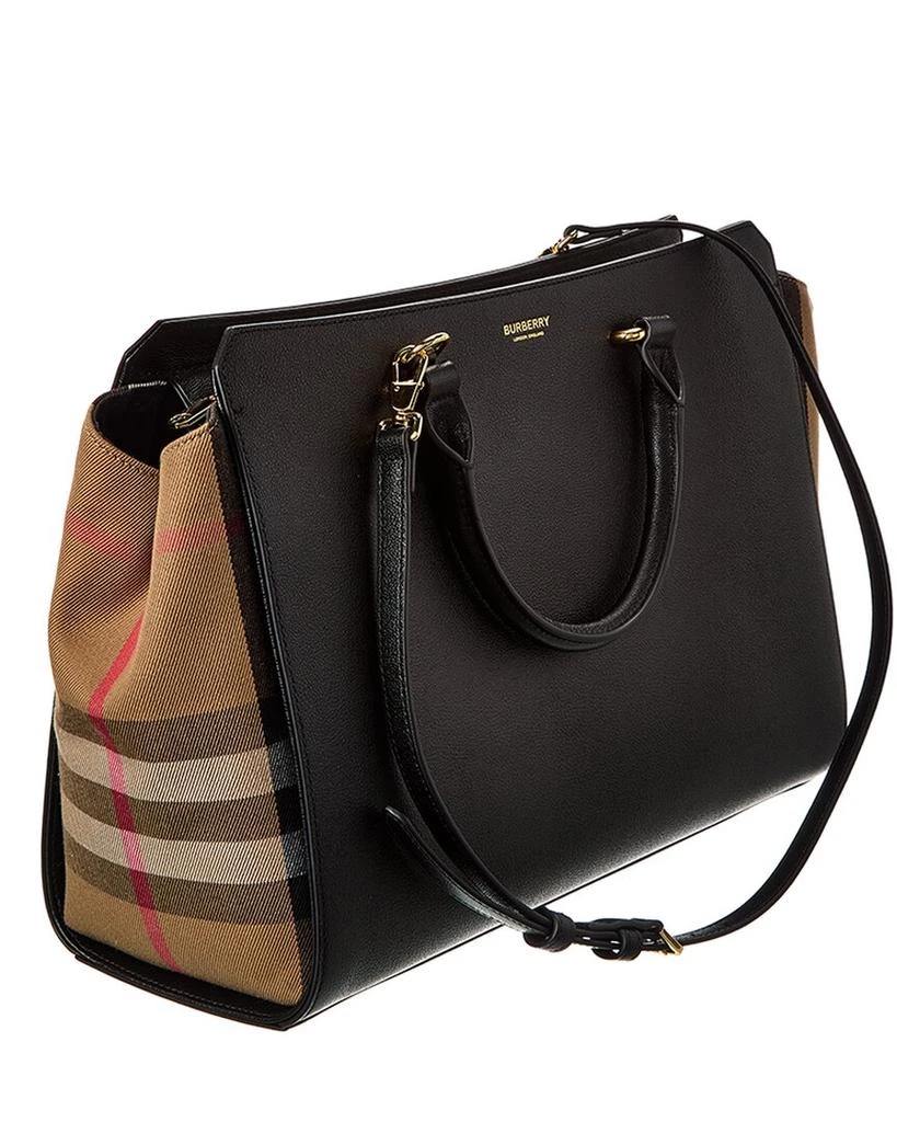 Burberry Banwell Medium Leather 
Check Canvas Satchel 3