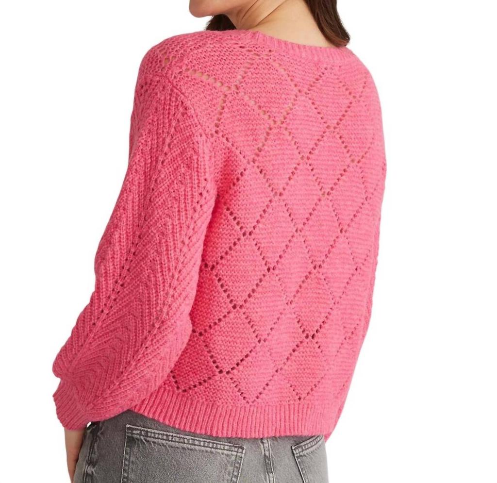 525 America Kelsey Pointelle Sweater In Carmine Rose