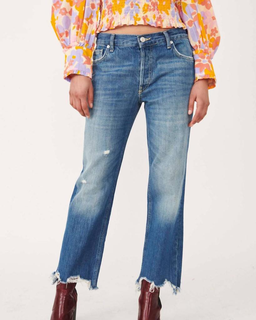 Free People Maggie Mid-Rise Straight Denim In Sequoia Blue